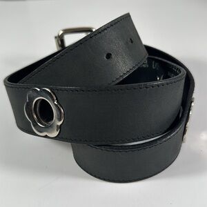 Hipwear leather belt black belt  -flower